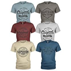 6er Pack Herren lässige T-Shirts für Jeans mit Frontprint und Rundhalsausschnitt Denim Jeans T-Shirts (2XL, Urban #1) von Quarter Mile Clothing