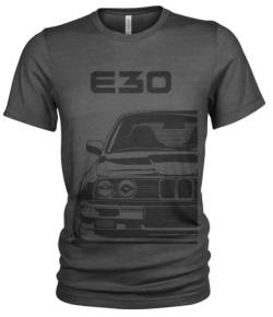 E30 M3 Street Style Herren T-Shirt #1957 (L, Dunkelgrau) von Quarter Mile Clothing