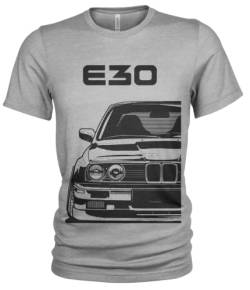 E30 M3 Street Style Herren T-Shirt #1957 (L, Grau Meliert) von Quarter Mile Clothing