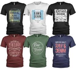 Herren 6er Pack T-Shirt Set Lässiges T Shirt mit O-Ausschnitt von Quarter Mile Clothing