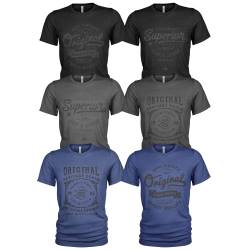 Herren 6er Pack T-Shirt Set Lässiges T Shirt mit O-Ausschnitt von Quarter Mile Clothing