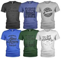 Herren 6er Pack T-Shirt Set Lässiges T Shirt mit O-Ausschnitt von Quarter Mile Clothing