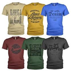 Herren 6er Pack T-Shirt Set Lässiges T Shirt mit O-Ausschnitt von Quarter Mile Clothing