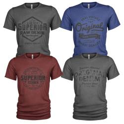 Herren T-Shirt Pack 4er Pack Lässiges T Shirt für Herren mit O-Ausschnitt von Quarter Mile Clothing