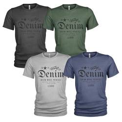 Herren T-Shirt Pack 4er Pack Lässiges T Shirt für Herren mit O-Ausschnitt von Quarter Mile Clothing