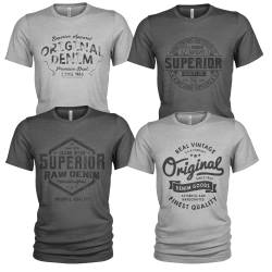 Herren T-Shirt Pack 4er Pack Lässiges T Shirt für Herren mit O-Ausschnitt von Quarter Mile Clothing