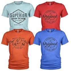 Herren T-Shirt Pack 4er Pack Lässiges T Shirt für Herren mit O-Ausschnitt von Quarter Mile Clothing