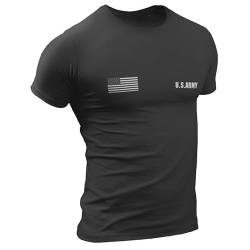 Militär-T-Shirt für Fans von US Army T-Shirt PHYS.Ed, Fitnessstudio, Training, Bodybuilding, US-Flagge, Armee der Vereinigten Staaten, sportliche Aktivitäten von Quarter Mile Clothing