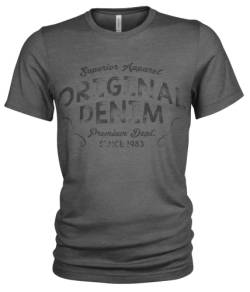 Original Denim Bio-Baumwoll-T-Shirt zur Jeans mit Frontprint und O-Neck von Quarter Mile Clothing