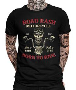 Biker Road Rash Motorcycle Born to Ride 1967 Totenkopf Totenschädel Bike Motorrad Motorradfahren Chopper Rider Moped Rocker Metal Racer Herren Männer T-Shirt von Quattro Formatee