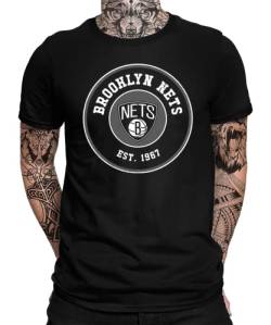 Brooklyn Nets - Basketball Spieler Sport Team NBA Trikot für Fans Herren Männer T-Shirt | Schwarz | XL von Quattro Formatee