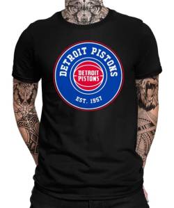 Detroit Pistons - Basketball Spieler Sport Team NBA Trikot für Fans Herren Männer T-Shirt | Schwarz | 3XL von Quattro Formatee