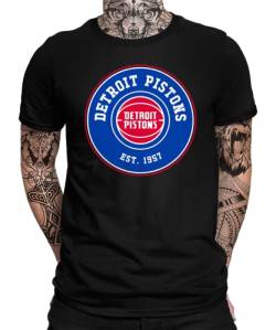 Detroit Pistons - Basketball Spieler Sport Team NBA Trikot für Fans Herren Männer T-Shirt | Schwarz | XL von Quattro Formatee