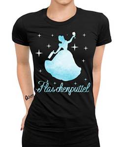 Flaschenputtel - Karneval Fasching Märchen-Prinzessin Alkohol Party Festival Frauen Damen T-Shirt | Schwarz | 3XL von Quattro Formatee