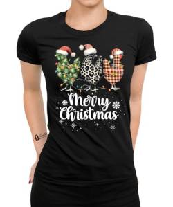 Hühner Merry Christmas - Weihnachten Nikolaus Frauen Damen T-Shirt von Quattro Formatee