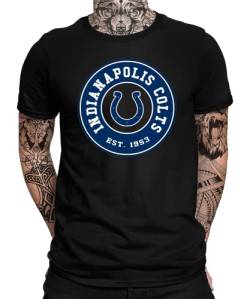 Indianapolis Colts - American Football Team NFL Super Bowl Herren Männer T-Shirt | Schwarz | 3XL von Quattro Formatee