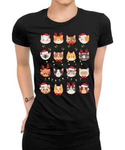 Katzen Lichterkette - Weihnachten X-Mas Christmas Frauen Damen T-Shirt von Quattro Formatee