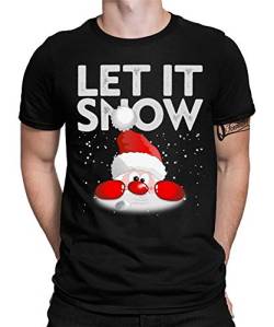 Let It Snow - Weihnachten Merry Christmas Weihnachtsmann Schnee Santa Claus Weihnachtsoutfit Weihnachtsshirt D Herren Männer T-Shirt | Schwarz | L von Quattro Formatee