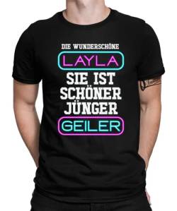 Mallorca Layla Sie Ist Schöner Jünger Geiler Schlagerhit Malle Lloret Party Herren Männer T-Shirt | Schwarz | M von Quattro Formatee