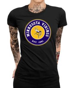 Minnesota Vikings - American Football Team NFL Super Bowl Frauen Damen T-Shirt | Schwarz | M von Quattro Formatee