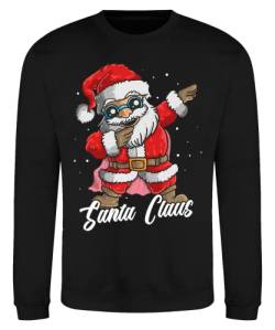 Quattro Formatee Dabbing Weihnachtsmann - Weihnachten Merry Christmas Ugly X-Mas Santa Claus Weihnachtsoutfit Weihnachtspulli Weihnachtspullover D Pullover Sweatshirt | Schwarz | L von Quattro Formatee