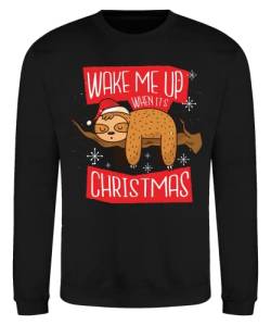 Quattro Formatee Faultier - Weihnachten Merry Christmas Ugly X-Mas Santa Claus Weihnachtsoutfit Weihnachtspulli Weihnachtspullover D Pullover Sweatshirt | Schwarz | XXL von Quattro Formatee