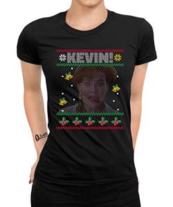 Quattro Formatee Kevin allein zu Haus - Weihnachten Ugly Christmas Familien Set Weihnachtsshirt Frauen Damen T-Shirt von Quattro Formatee