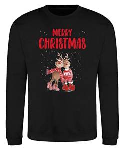 Quattro Formatee Merry Christmas Rentier Paar - Weihnachten X-Mas Weihnachtsoutfit Familien Set Weihnachtspullover Pullover Sweatshirt von Quattro Formatee