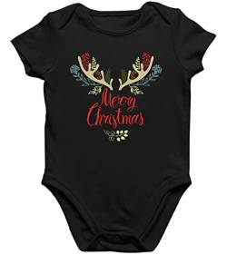 Quattro Formatee Merry Christmas Rentier - Weihnachten X-Mas Weihnachtsoutfit Familien Set Kurzarm Baby Body Einzelteiler Strampler von Quattro Formatee