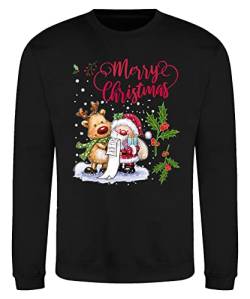 Quattro Formatee Merry Christmas Rentier Weihnachtsmann - Weihnachten X-Mas Weihnachtsoutfit Familien Set Weihnachtspullover Pullover Sweatshirt von Quattro Formatee