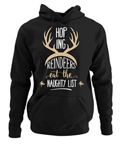 Quattro Formatee Reindeers - Rentier Weihnachten Merry Christmas Ugly X-Mas Santa Claus Weihnachtsoutfit Weihnachtshoodie D Pullover Hoodie Kapuzenpullover | Schwarz | XXL von Quattro Formatee