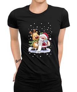 Quattro Formatee Rentier Weihnachtsmann - Weihnachten X-Mas Weihnachtsoutfit Familien Set Weihnachtsshirt Frauen Damen T-Shirt von Quattro Formatee