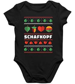 Quattro Formatee Schafkopf Kartenspiel - Weihnachten Ugly Christmas Familien Set Kurzarm Baby Body Einzelteiler Strampler von Quattro Formatee