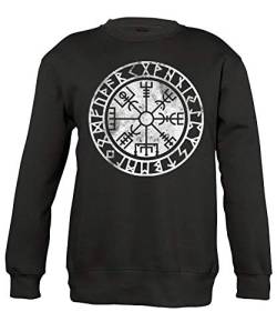 Quattro Formatee Vegvisir Futhark Wikinger Viking Valhalla Odin Thor Nordmann Wolf Nordische Mythologie Skal Norse Pullover Sweatshirt von Quattro Formatee