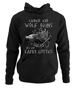 Quattro Formatee Wolf Odins Wikinger Viking Valhalla Odin Thor Nordmann Wolf Nordische Mythologie Skal Norse Pullover Hoodie von Quattro Formatee