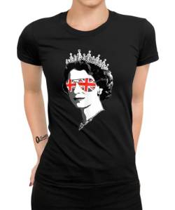 Queen Elizabeth II Frauen Damen T-Shirt | Schwarz | L von Quattro Formatee