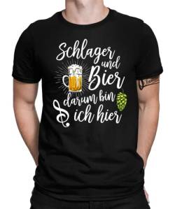 Schlager und Bier - Schlager Party Mallorca Schlagermusik JGA Herz Herren Männer T-Shirt | Schwarz | 3XL von Quattro Formatee