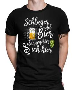 Schlager und Bier - Schlager Party Mallorca Schlagermusik JGA Herz Herren Männer T-Shirt | Schwarz | XL von Quattro Formatee