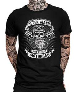 Unterschätze Niemals einen Alten Mann auf einem Motorrad - Biker Bike Motorrad Motorradfahren Chopper Rider Moped Rocker Metal Racer Herren Männer T-Shirt von Quattro Formatee