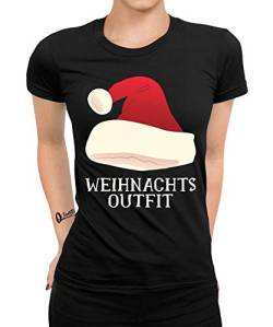 Weihnachtsoutfit - Weihnachten Merry Christmas Ugly X-Mas Santa Claus Weihnachtsshirt D Frauen Damen T-Shirt | Schwarz | XL von Quattro Formatee