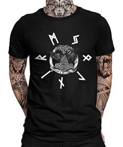 Wikinger Viking Valhalla Odin Thor Nordmann Wolf Nordische Mythologie Skal Norse Herren Männer T-Shirt von Quattro Formatee