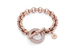 Qudo Armband CECCANO deluxe mit Zirkonias, Edelstahl beschichtet, 20cm lang (rosegold) von Qudo