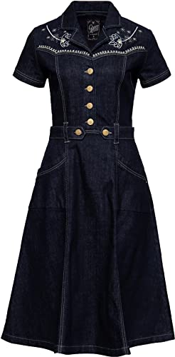 Queen Kerosin Damen Jeanskleid | Denim Kleid | Western | Vintage | Swingkleid | 50S | Rockabilly von Queen Kerosin