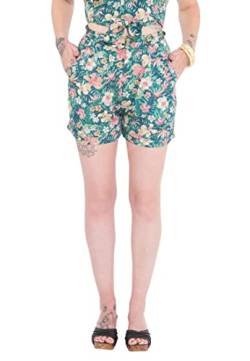 Queen Kerosin Damen Shorts Mit Tropischem Muster Aufschlag Shorts Tailliert Gemustert von Queen Kerosin