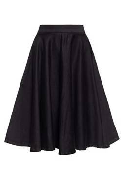 Queen Kerosin Damen Swingrock | Full Circle Skirt | Black | Weit Schwingend | Midi Länge | Basic von Queen Kerosin