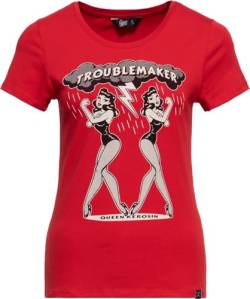 Queen Kerosin Damen T-Shirt | Rockabilly | Rockabella | 50S | Slim Fit | Front-Print | Retro | Vintage | Troublemaker | Rock'n'roll | 1950 | Frauenpower Troublemaker von Queen Kerosin