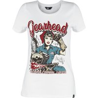 Queen Kerosin - Rockabilly T-Shirt - Gearhead - S bis XXL - für Damen - Größe XL - weiß von Queen Kerosin