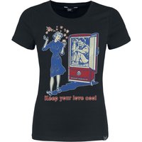 Queen Kerosin - Rockabilly T-Shirt - Keep Your Love Cool - XS bis 4XL - für Damen - Größe S - schwarz von Queen Kerosin