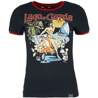 Queen Kerosin - Rockabilly T-Shirt - Lago Di Garda - XS bis 4XL - für Damen - Größe 3XL - schwarz/rot von Queen Kerosin