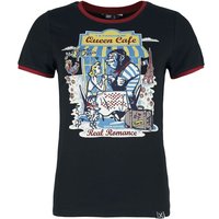 Queen Kerosin - Rockabilly T-Shirt - Queen Cafe - XS bis 4XL - für Damen - Größe 3XL - schwarz/rot von Queen Kerosin